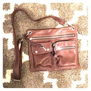 ALOHA Brown leather FOSSIL crossbody